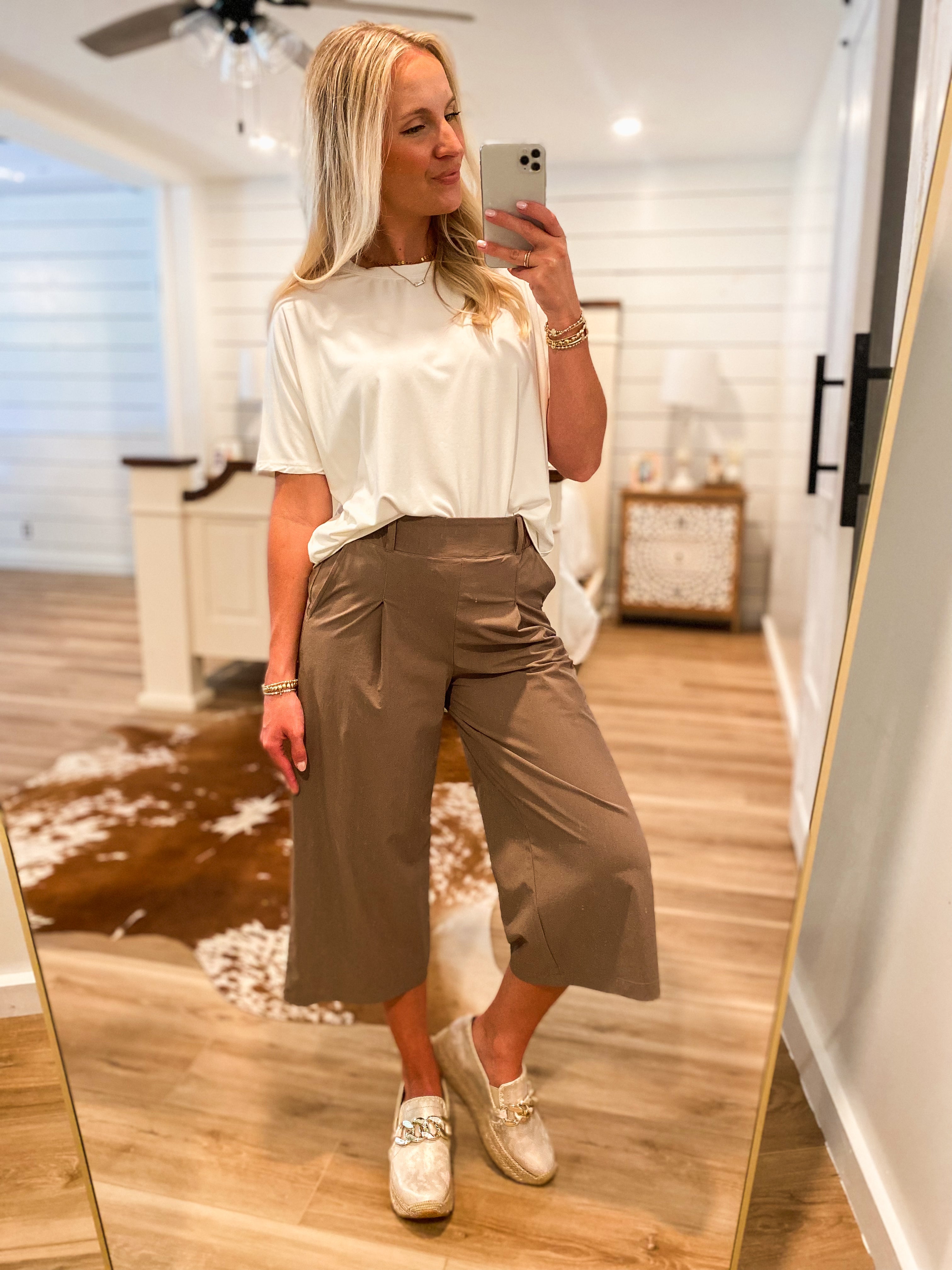 Maybe Next Time Deep Taupe Cropped Flare Pants