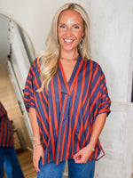 Load image into Gallery viewer, Good Times Rust &amp; Navy Oversized Blouse
