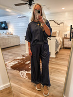 Load image into Gallery viewer, Sitting On Go Denim Tee &amp; Lounge Pant Set
