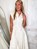 Load image into Gallery viewer, Mid-Day Dream Ivory Button Down PINCH Midi Dress
