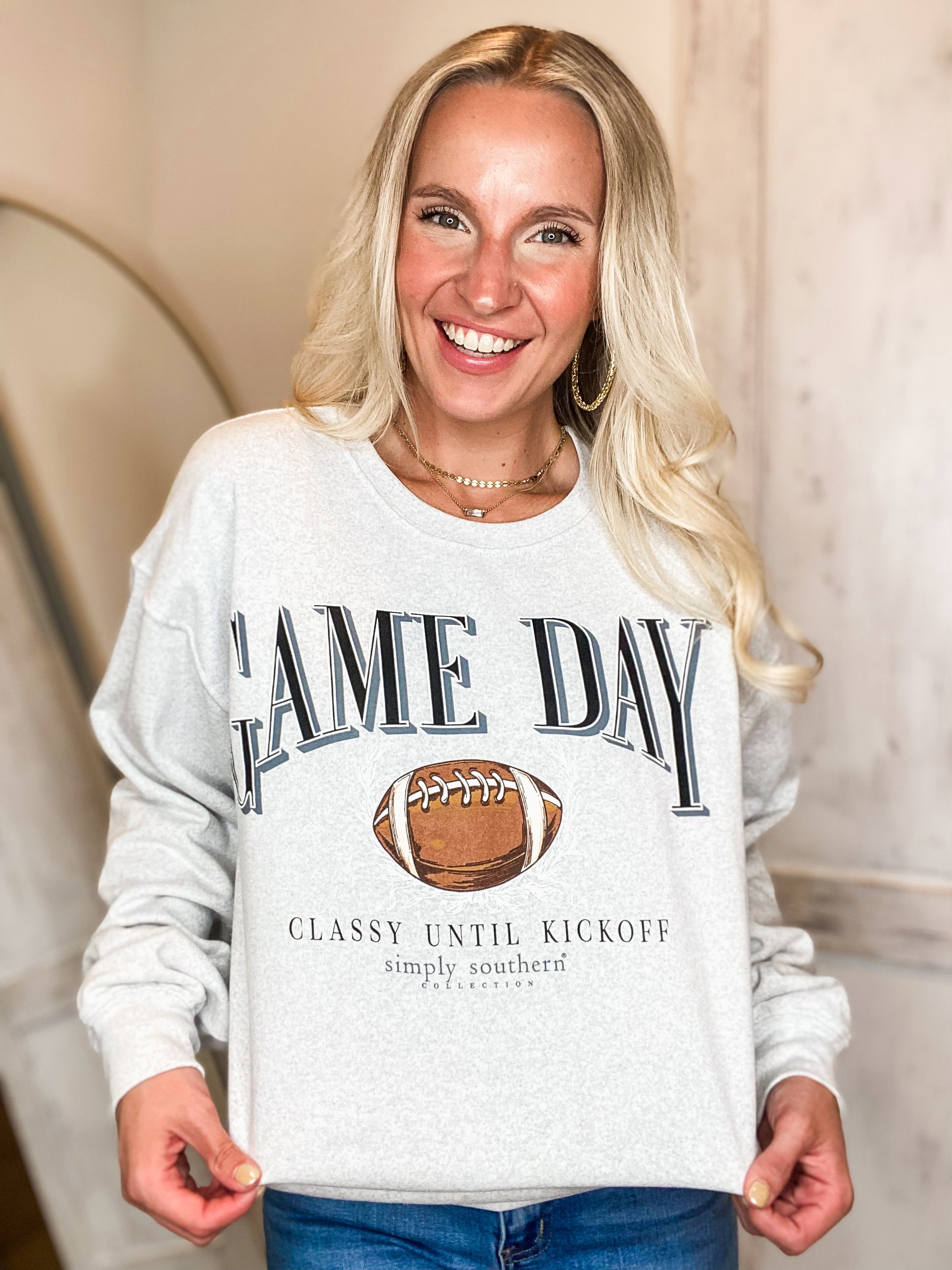 Game Day Simply Southern Gray Sweatshirt