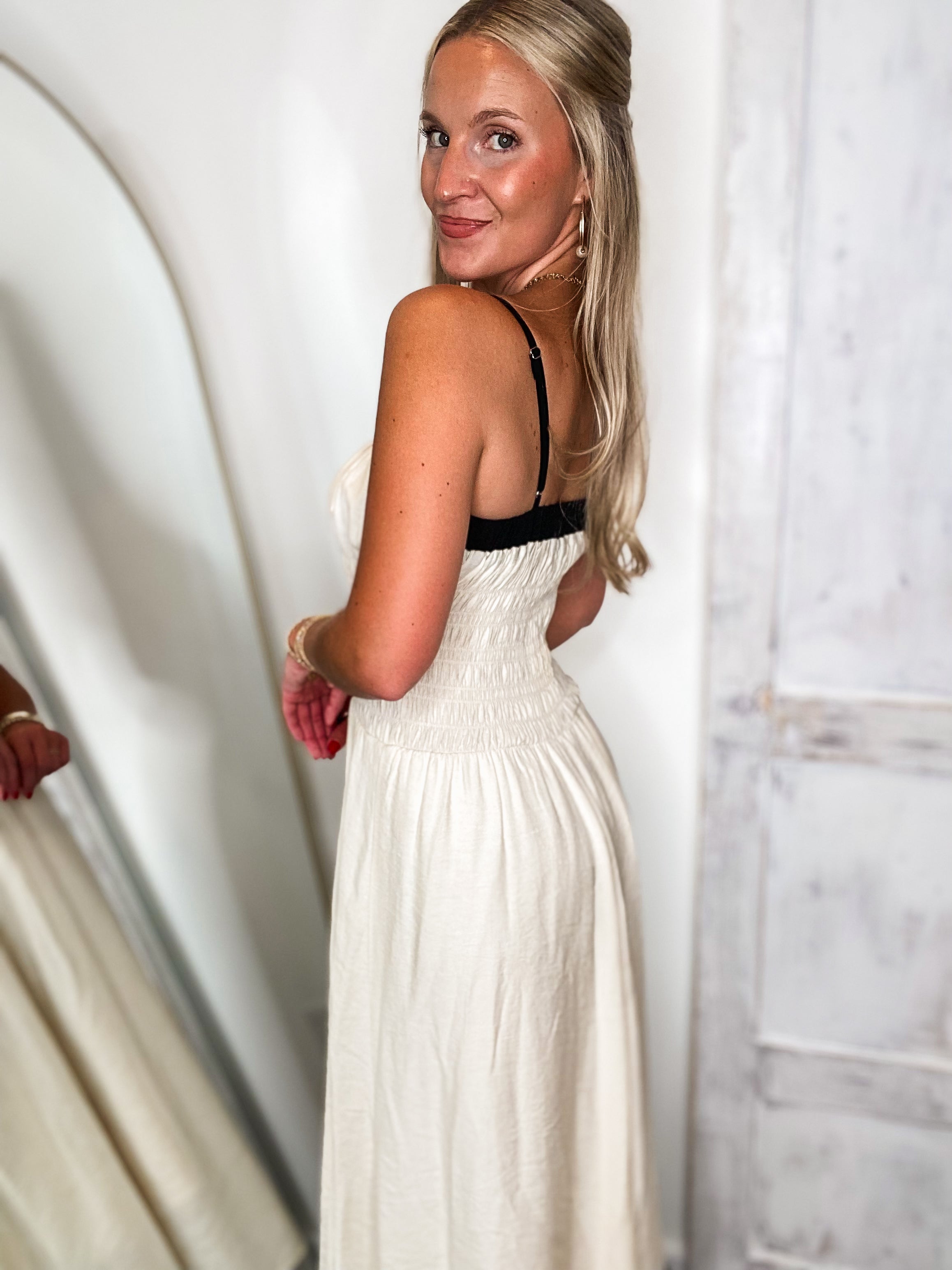Plans Confirmed Cream Contrast Midi Dress