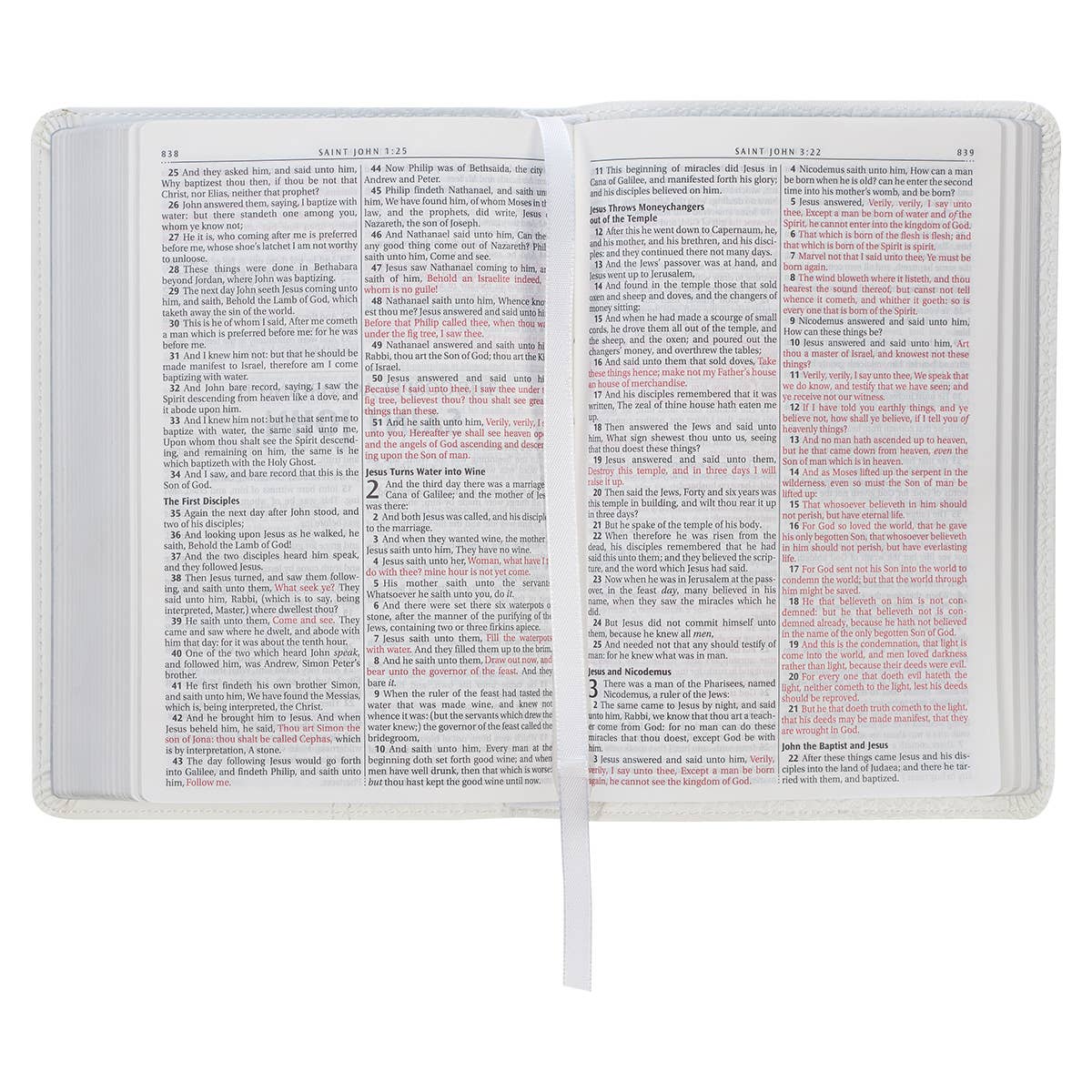 KJV Bible Compact Faux Leather, White