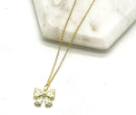 Load image into Gallery viewer, Gold Quilted Bow Necklace Holidays
