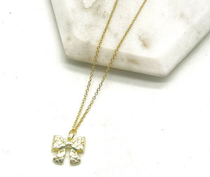Gold Quilted Bow Necklace Holidays