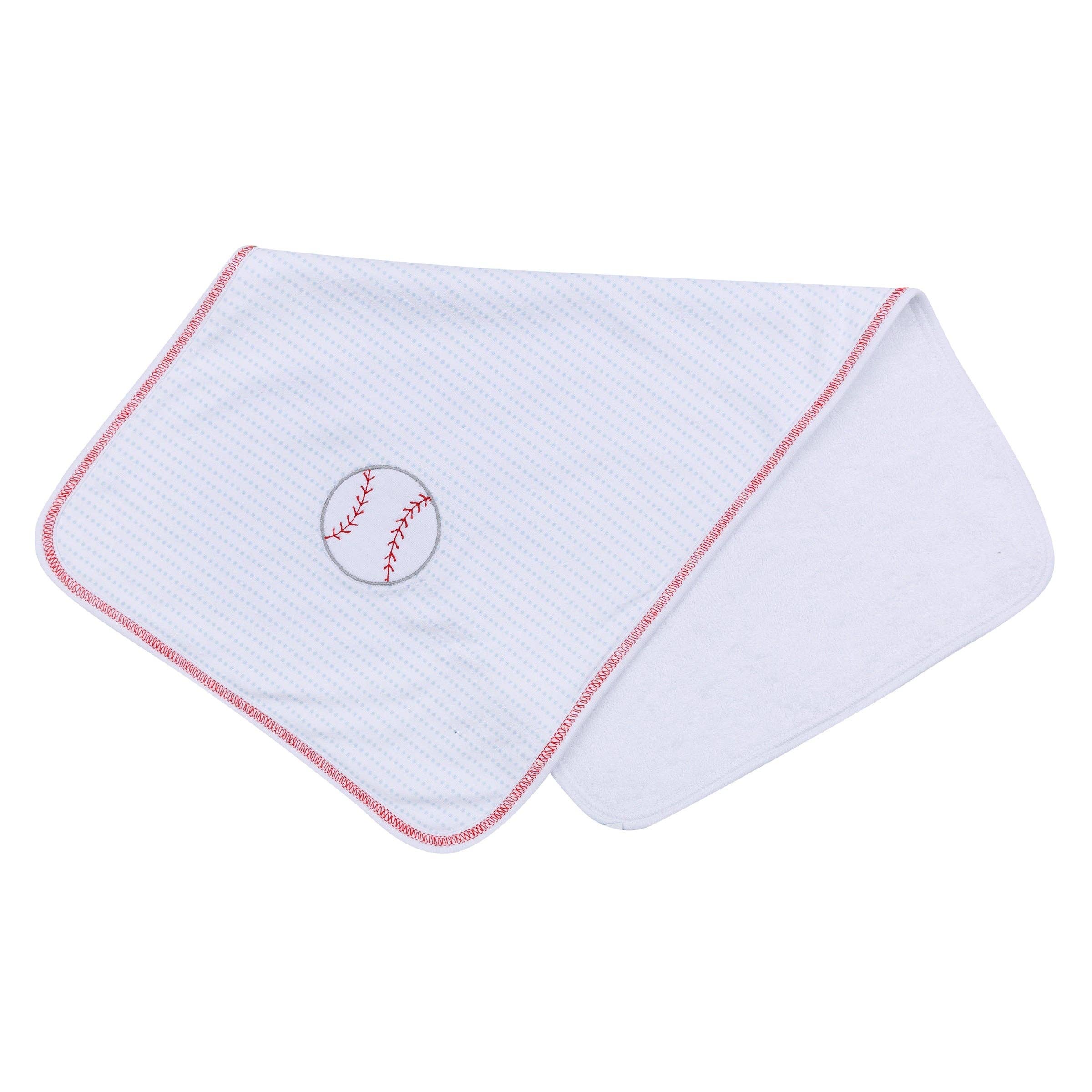 Light Blue Tiny Slugger Applique Burp Cloth