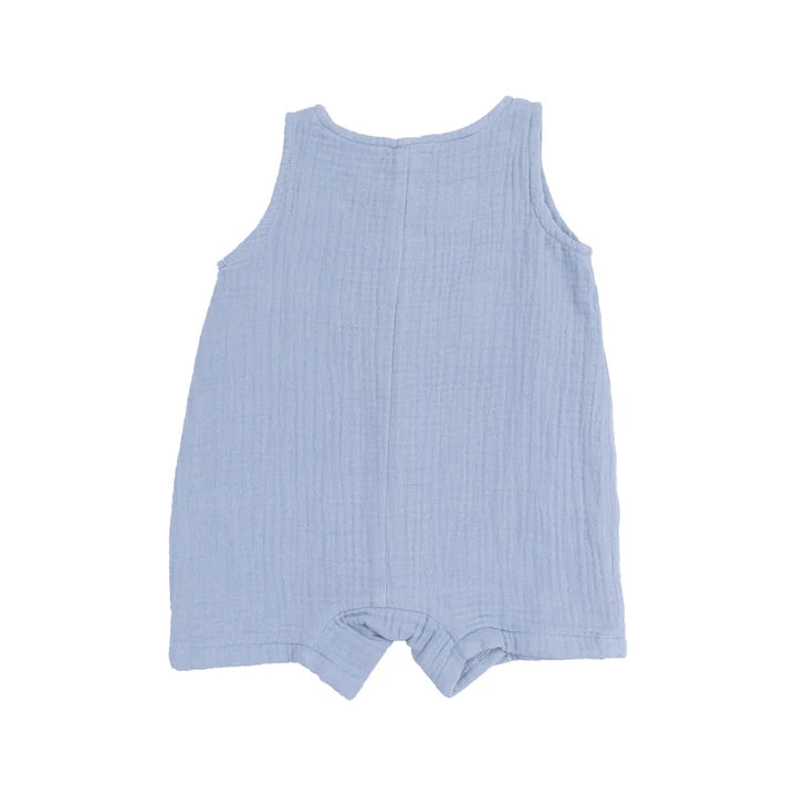 Angel Dear Dusty Blue Muslin Shortie Romper