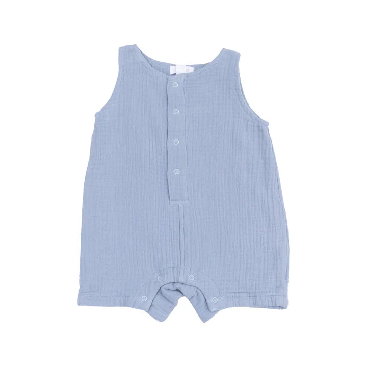 Angel Dear Dusty Blue Muslin Shortie Romper