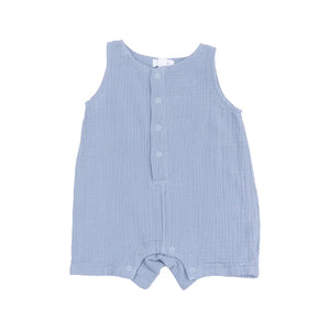 Angel Dear Dusty Blue Muslin Shortie Romper