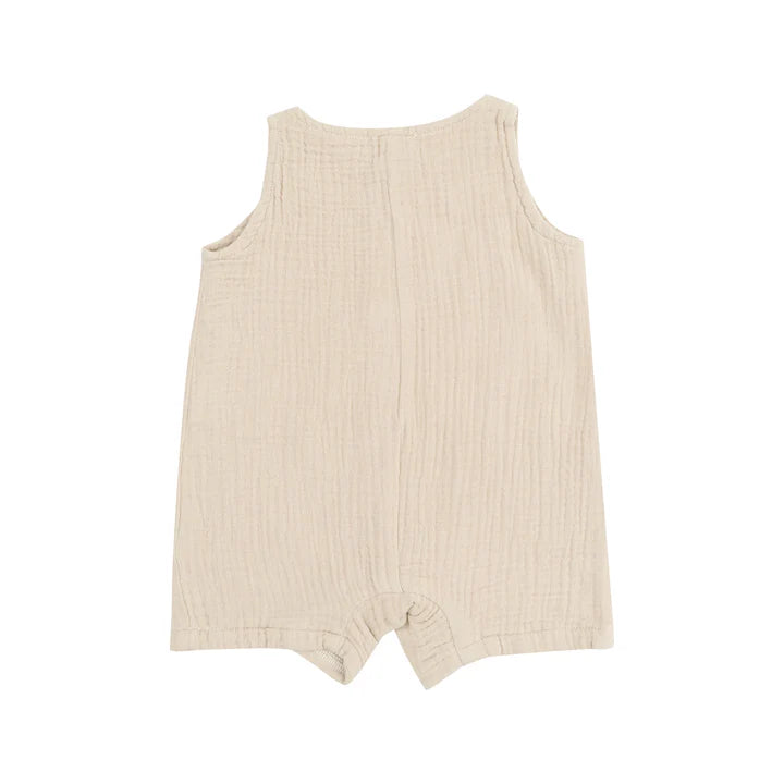 Angel Dear Sleeveless Tan Muslin Shortie Romper