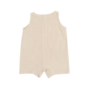 Angel Dear Sleeveless Tan Muslin Shortie Romper