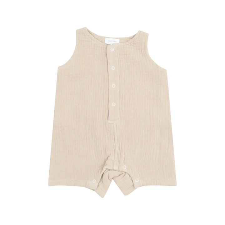 Angel Dear Sleeveless Tan Muslin Shortie Romper