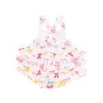 Load image into Gallery viewer, Angel Dear Ruffle Colorful Bow Sunsuit
