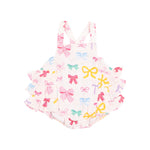 Load image into Gallery viewer, Angel Dear Ruffle Colorful Bow Sunsuit
