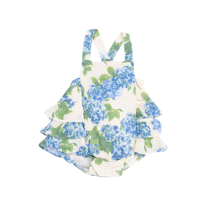 Angel Dear Ruffle Watercolor Hydrangeas Sunsuit