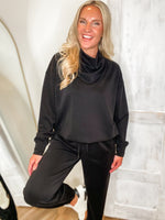 Load image into Gallery viewer, Set The Tone Black Modal Pullover &amp; Jogger Pant Set
