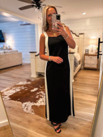 Load image into Gallery viewer, See You There Black Contrast Luxe Maxi Dress

