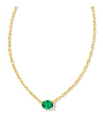 Load image into Gallery viewer, Cailin Green Crystal Pendant Gold Necklace
