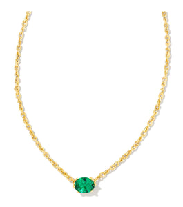 Cailin Green Crystal Pendant Gold Necklace
