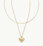 Load image into Gallery viewer, Penny Ivory Mother Of Pearl Heart Multi Strand Gold Necklace
