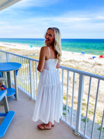 Load image into Gallery viewer, Better Places White Bow Midi Dress
