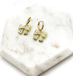 Load image into Gallery viewer, Gold Quilted Bow Coquette Huggie Hoops Holiday Earrings
