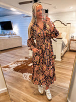 Load image into Gallery viewer, Either Way Navy &amp; Mauve Floral FATE Midi Dress
