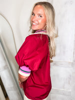 Load image into Gallery viewer, From Here Burgundy Contrast Blouse
