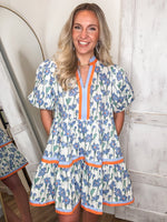 Load image into Gallery viewer, See You Smile Floral Periwinkle Poplin Mini Dress
