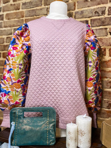 Blissful Love Lavendar Quilted Sweater