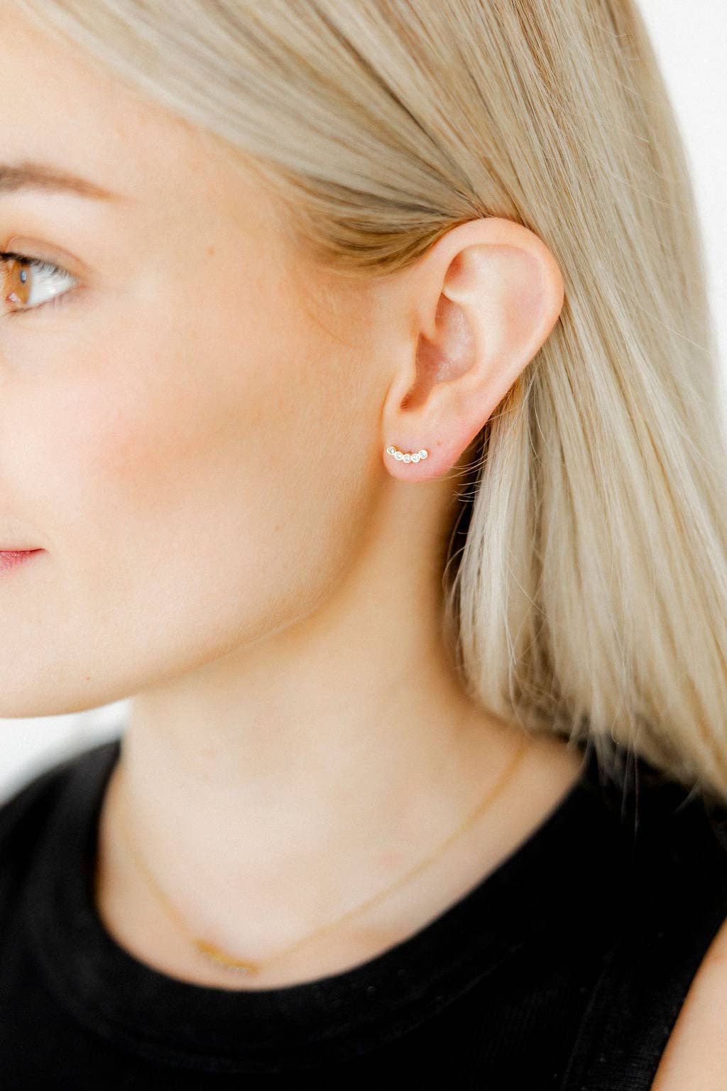 Screwback Stud Earrings - Abigail Sparkle Gold