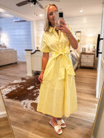 Load image into Gallery viewer, Out To Lunch Lemon Midi Dress
