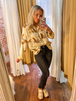 Load image into Gallery viewer, Never Leave Ivory Graphic Leopard Button Down Blouse
