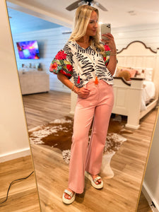 Missing Me Blush Flare Trouser Pants