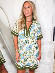 At My Best Olive Floral Mini Dress