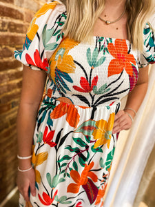 Island Vibes White Floral Maxi Dress