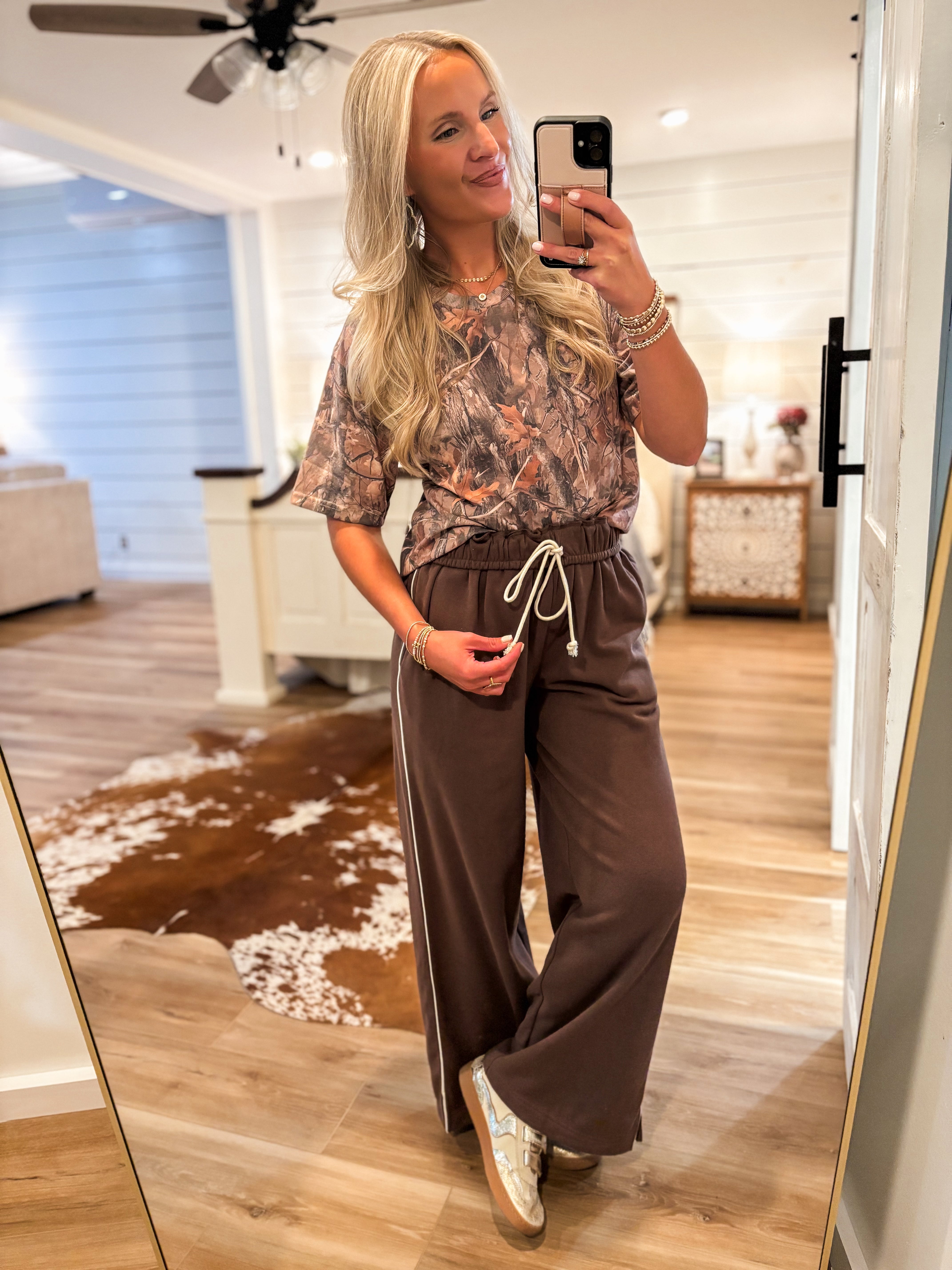 Lazy Day Brown Wide Leg Lounge Pant