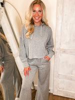 Load image into Gallery viewer, Better Mood Heather Gray Cropped Simply Southern Hoodie
