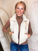 Load image into Gallery viewer, My Best Guess Ivory Cropped Puffer Vest
