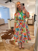 Load image into Gallery viewer, My Own Way Green Multi Floral Midi Dress
