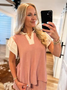 Sweet Reminder Mauve Blouse & Shorts Set