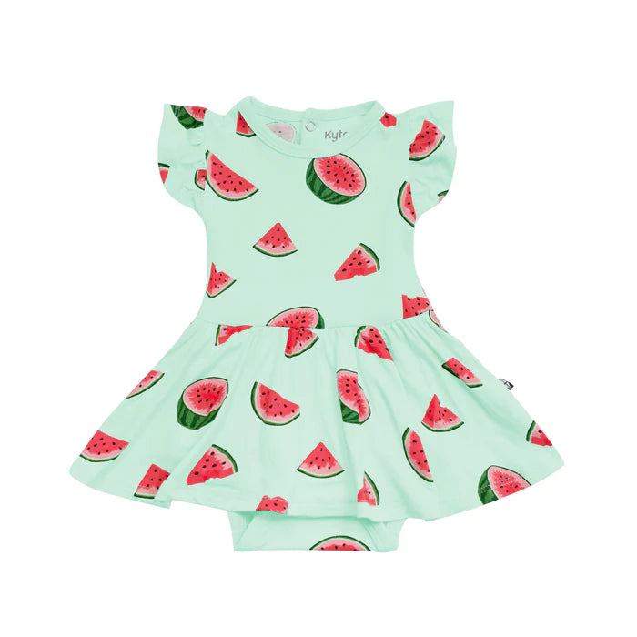 Kyte Baby Twirl Bodysuit Dress in Watermelon