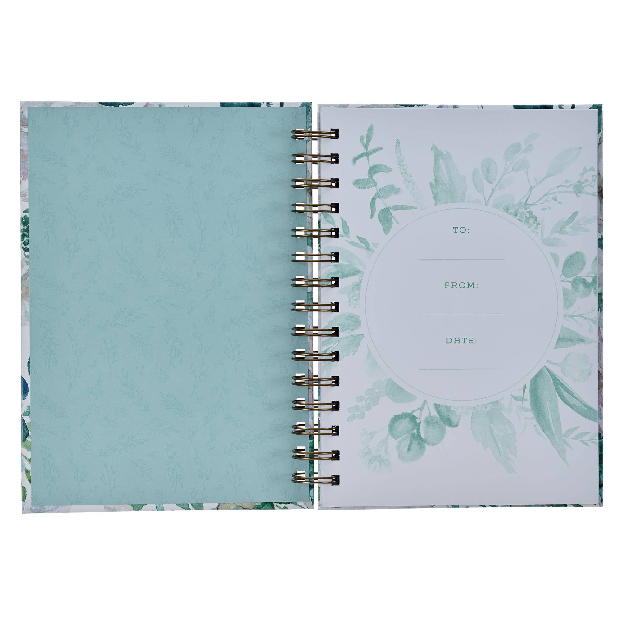 Journal Wirebound White/Teal Floral Be Still  Ps. 46:10