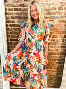 Secret Getaway Tropical Floral Maxi Dress