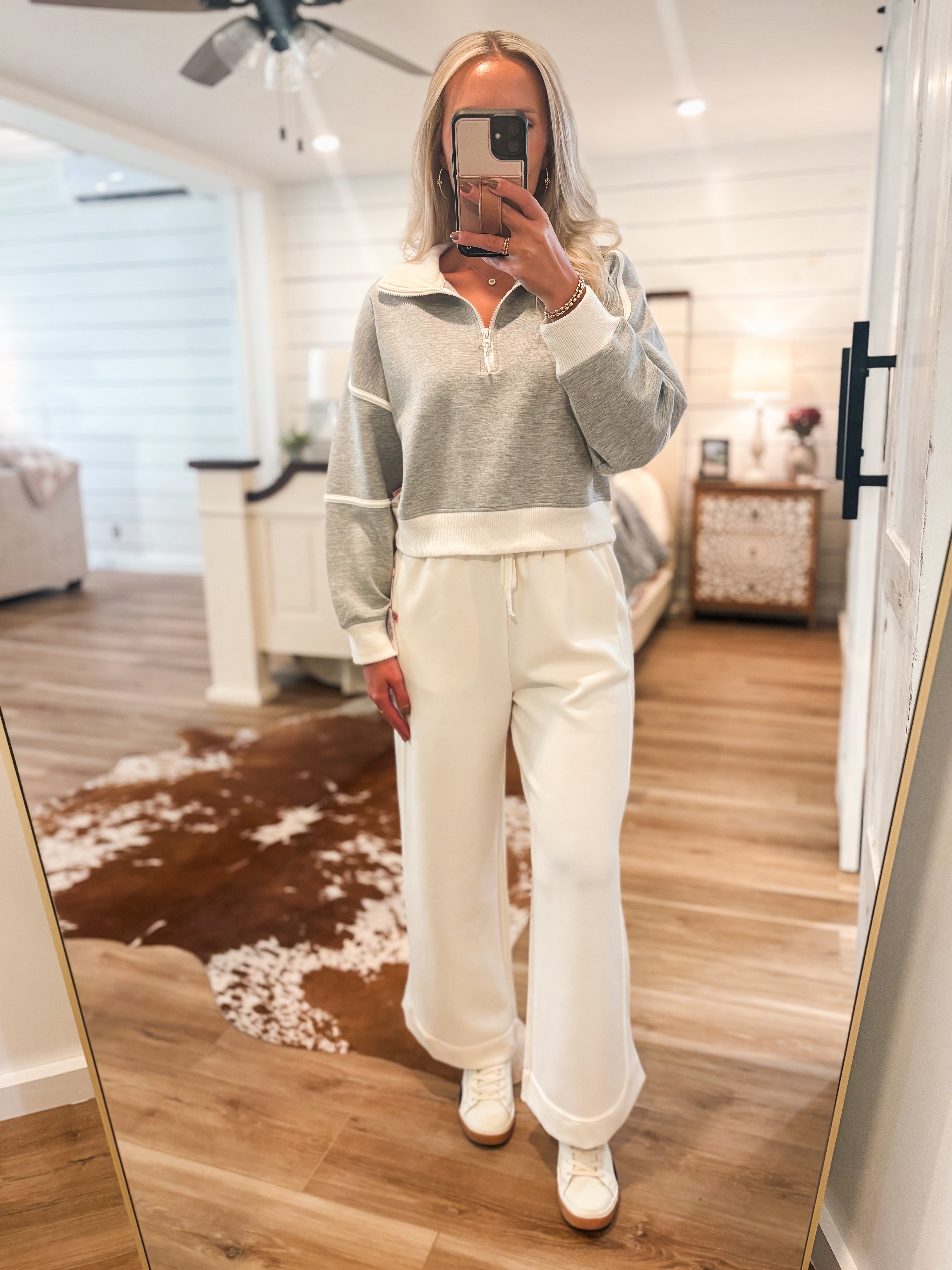 Sloan Heather Gray & Ivory Contrast Pullover & Lounge Pant Set