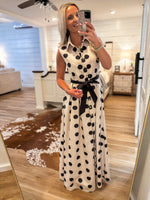 Load image into Gallery viewer, Coming Around Black Polka Dot Maxi Dress

