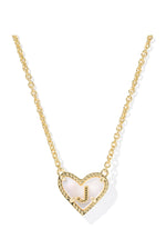 Load image into Gallery viewer, Heart Letter J Gold Short Pendant Necklace
