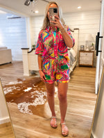 Load image into Gallery viewer, Destination Goals Pink Printed Button Down &amp; Shorts Set
