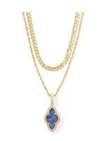 Load image into Gallery viewer, Abbie Navy Abalone Gold Pave Frame Multi Strand Necklace
