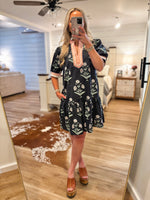 Load image into Gallery viewer, Walking By Navy/Blush Contrast Floral Mini Dress
